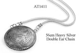 72 Names & Archangels 925 Silver Amulet. 56cm Heavy Silver Double Ear Chain