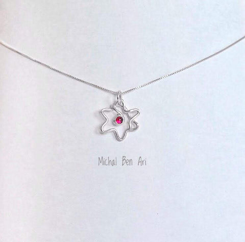 MBA Silver Star of David Single Wire with Garnet