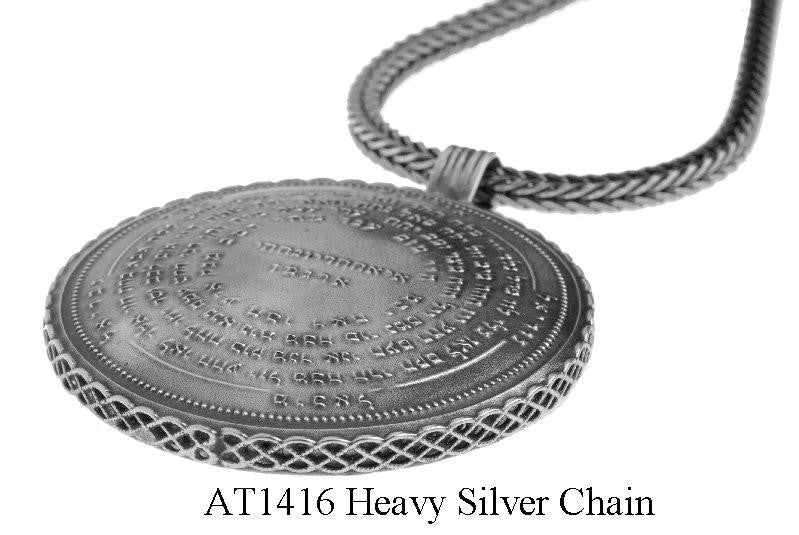 72 Names & Archangels 925 Silver Amulet - 55cm Extra Heavy Silver Chain