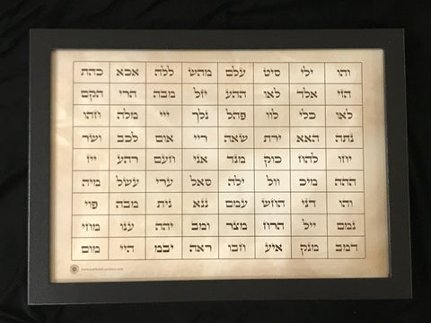 The 72 Names of God Amulet 21cm x 30cm Framed Print PARCHMENT Good Fortune, Bliss & Miracles