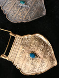 Ana BeKo'ah Amulet - Name of 42 Letters, GOLD PLATED with chain Turquoise Pendant. 18th Century