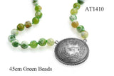 72 Names & Archangels 35gr 925 Silver Amulet - 45cm Green Beads