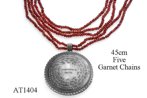 72 Names & Archangels 35gr 925 Silver Amulet - 45cm Five Garnet Chains