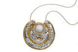 72 Names - Electroforming Silver Pendant, 24k Gold Plated Sections & Raw White Pearl Letters Pendant - Pei Hei Lamed פ.ה.ל