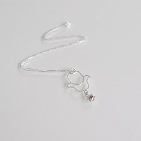 MBA Silver Hamsa with flower / Tourmaline Stone